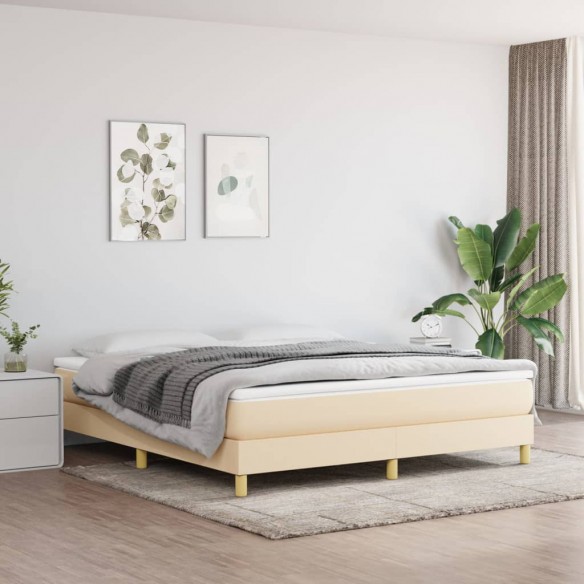 Cadre de lit avec matelas Crème 160x200 cm Tissu