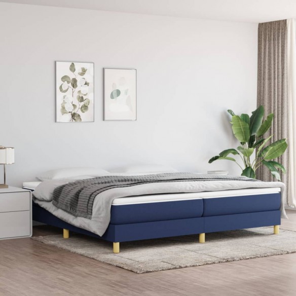 Cadre de lit avec matelas Bleu 200x200 cm Tissu