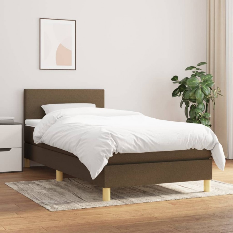 Cadre de lit avec matelas Marron foncé 100x200 cm