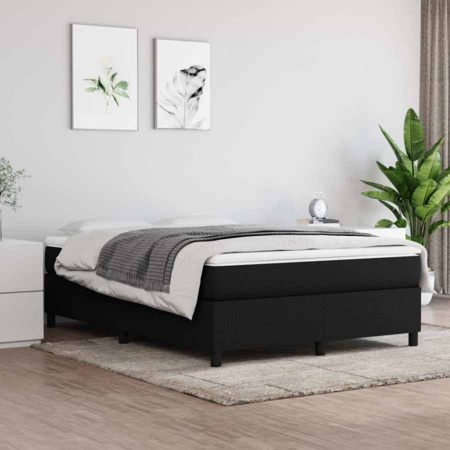 Cadre de lit avec matelas Noir 140x190 cm Tissu