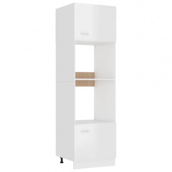 Armoire à micro-ondes Blanc brillant 60x57x207 cm Aggloméré