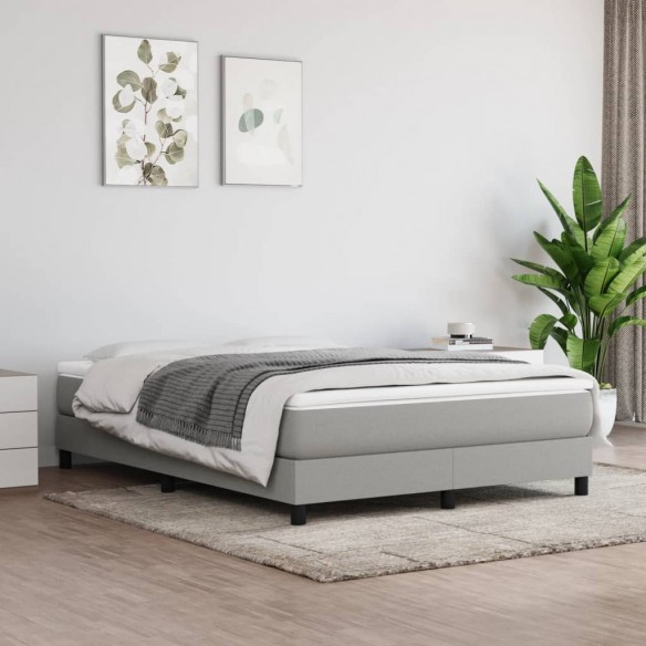 Cadre de lit avec matelas Gris clair 140x190cm Tissu