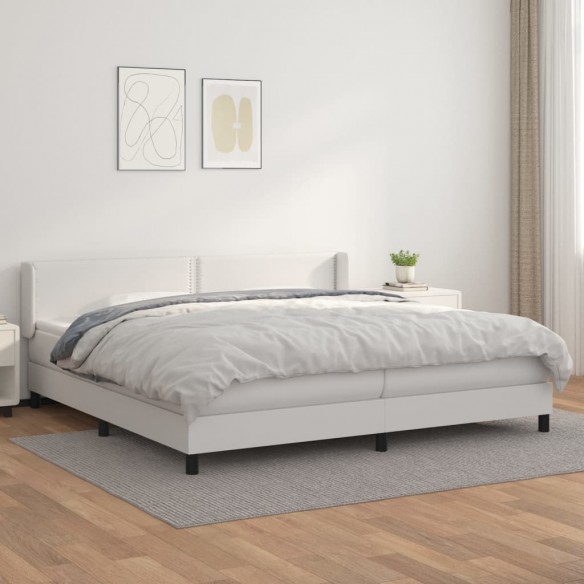 Cadre de lit avec matelas Blanc 200x200cm Similicuir