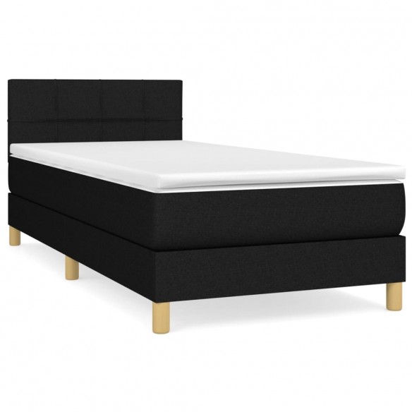 Cadre de lit avec matelas Noir 100x200 cm Tissu