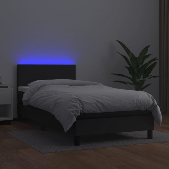 Cadre de lit avec matelas et LED Noir 80x200 cm