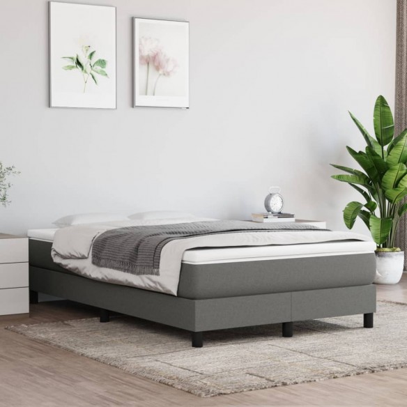 Cadre de lit avec matelas Gris foncé 120x200cm Tissu