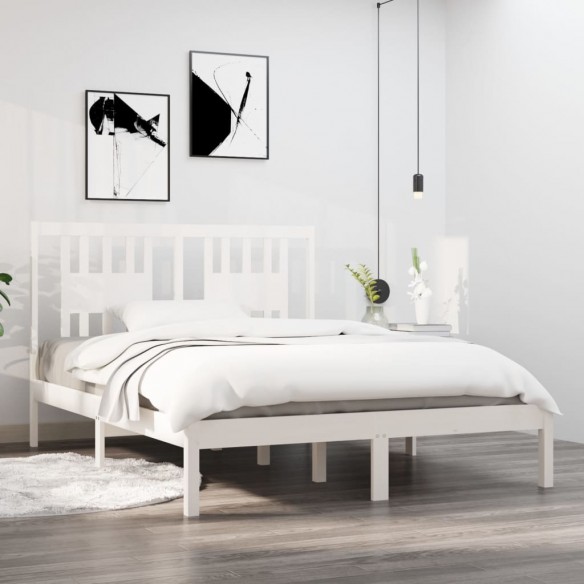 Cadre de lit Blanc Bois massif 120x190 cm Petit Double