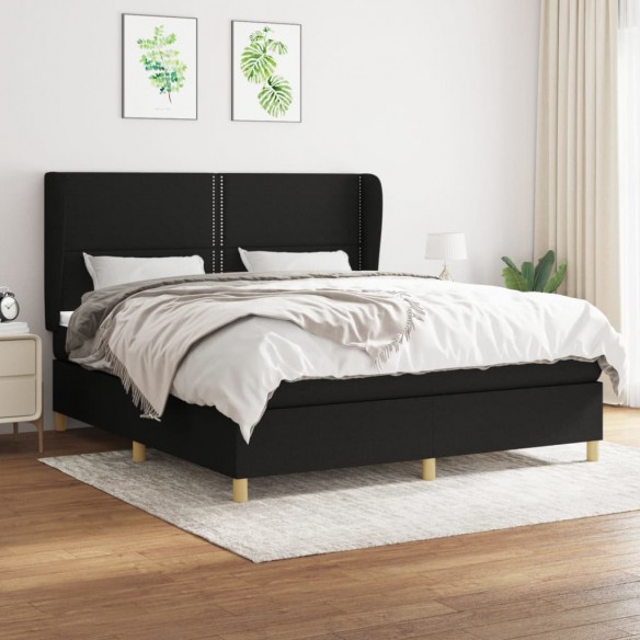 Cadre de lit avec matelas Noir 160x200 cm Tissu