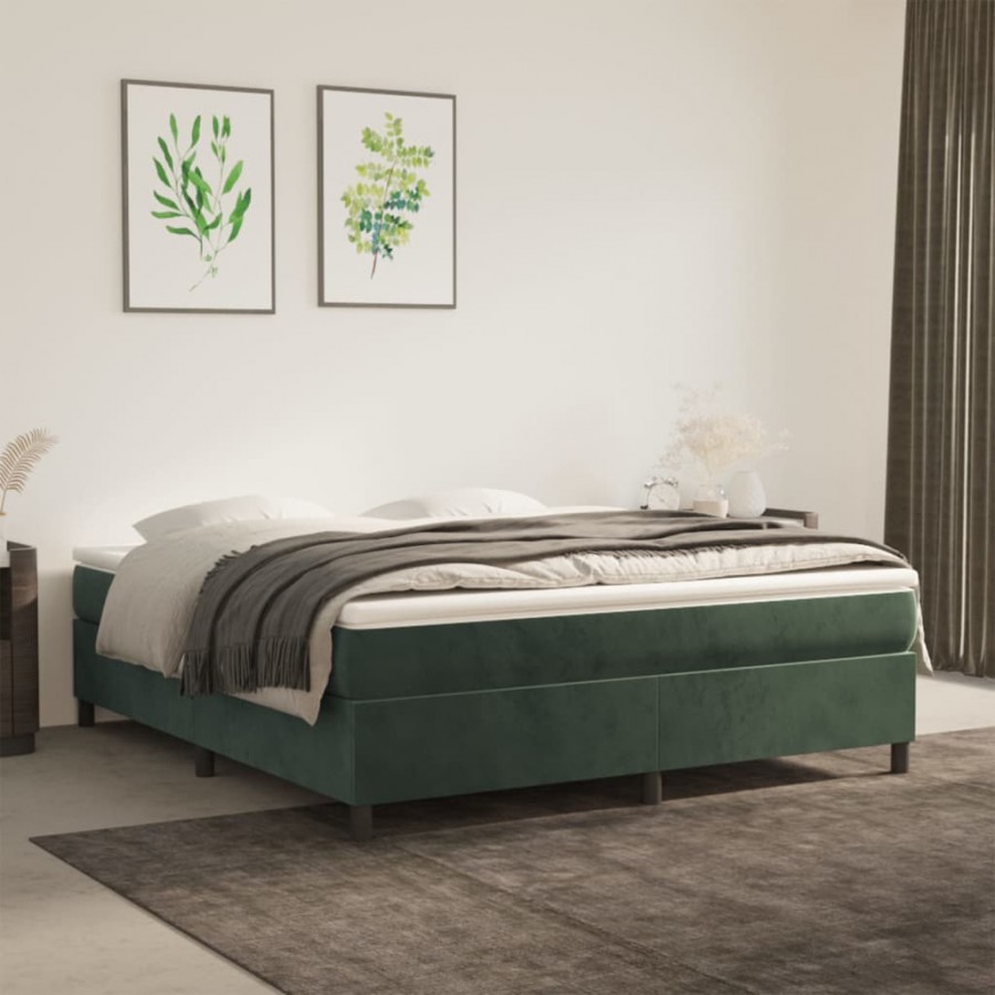 Cadre de lit et matelas Vert foncé 180x200cm Velours