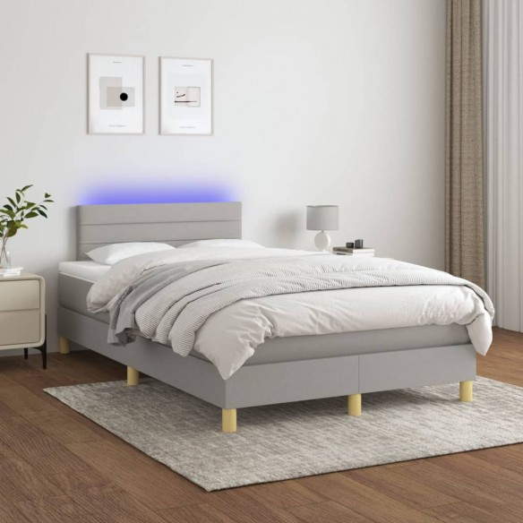 Cadre de lit matelas LED Gris clair 120x200 cm Tissu