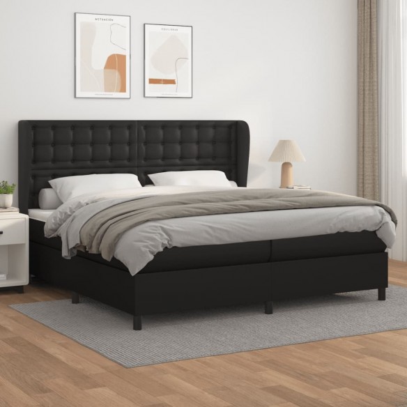 Cadre de lit avec matelas Noir 200x200 cm Similicuir