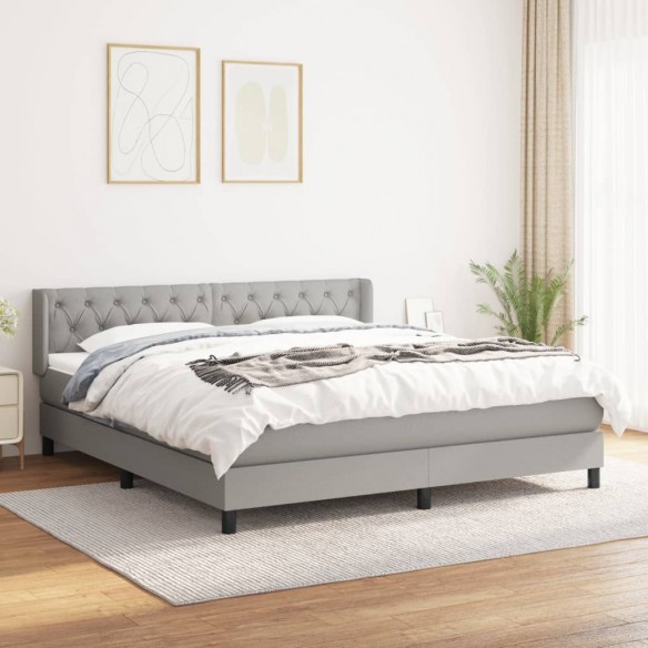 Cadre de lit avec matelas Gris clair 160x200cm Tissu