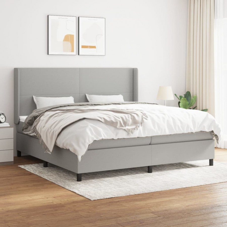 Cadre de lit avec matelas Gris clair 200x200cm Tissu