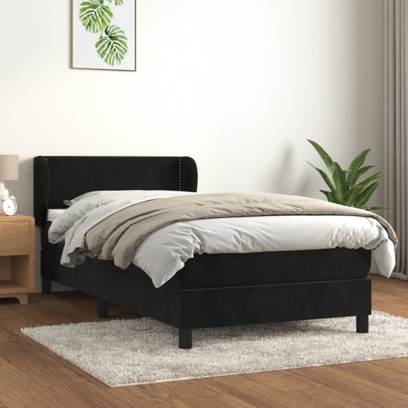 Cadre de lit et matelas Noir 80x200 cm Velours