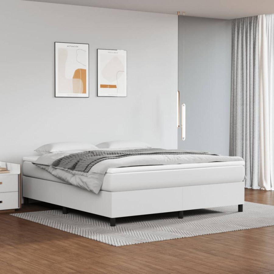 Cadre de lit avec matelas Blanc 180x200cm Similicuir