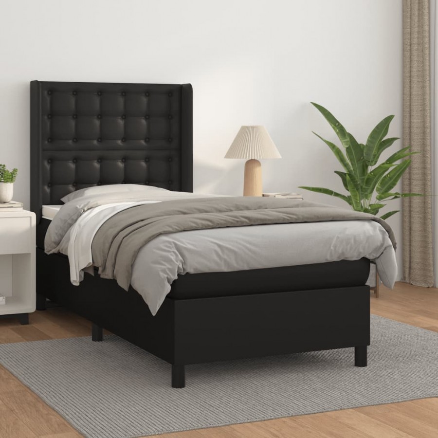 Cadre de lit avec matelas Noir 100x200 cm Similicuir