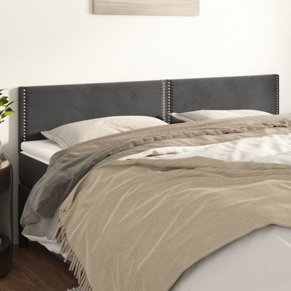 Têtes de lit 2 pcs Gris foncé 100x5x78/88 cm Velours