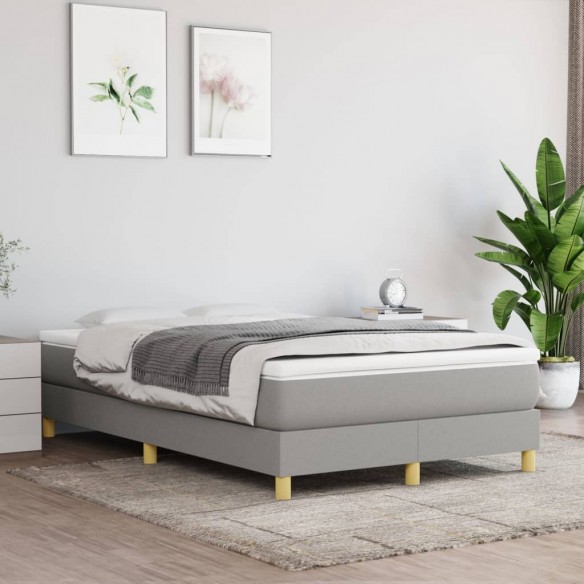 Cadre de lit avec matelas Gris clair 120x200cm Tissu