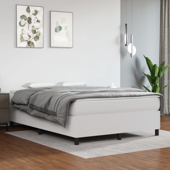 Cadre de lit avec matelas Blanc 140x200cm Similicuir