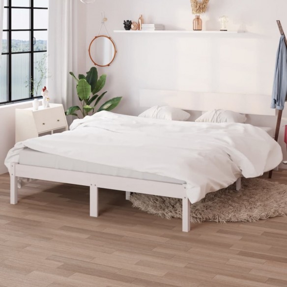 Cadre de lit Blanc Bois de pin massif 135x190 cm UK double