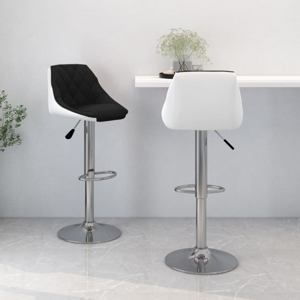 Tabourets de bar lot de 2 noir et blanc similicuir