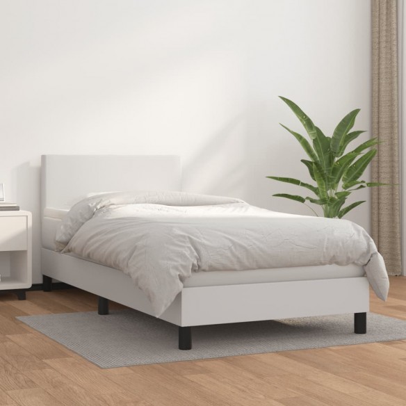 Cadre de lit avec matelas Blanc 90x190 cm Similicuir