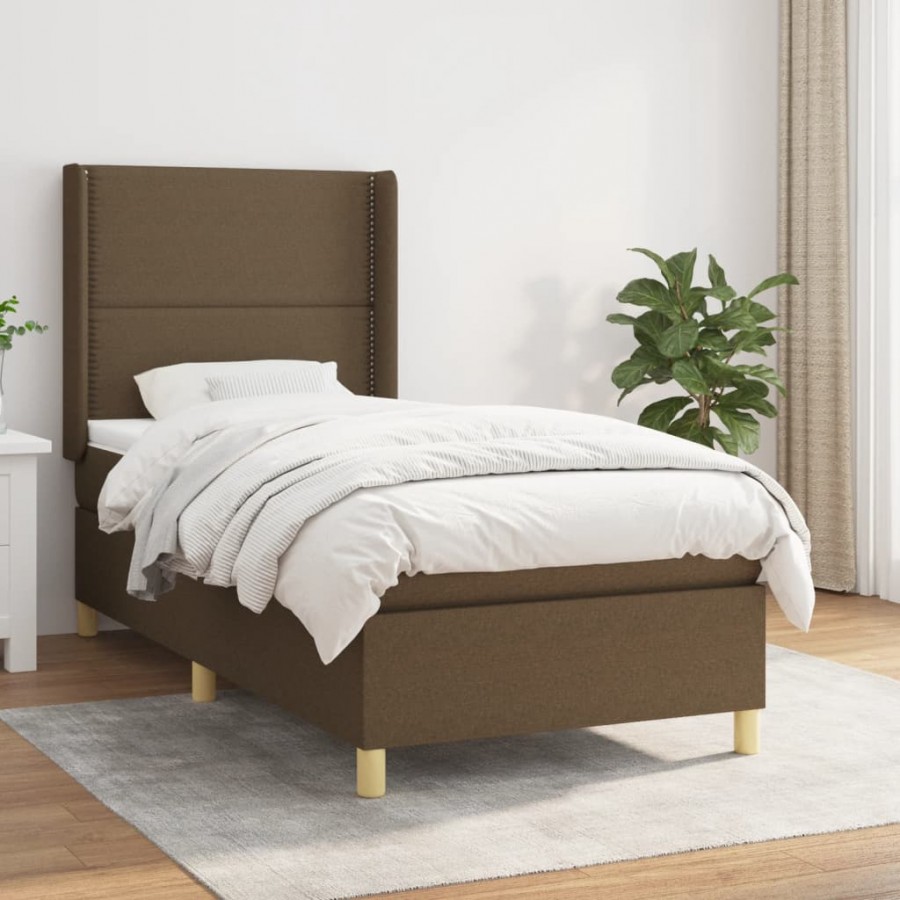 Cadre de lit avec matelas Marron foncé 80x200 cm