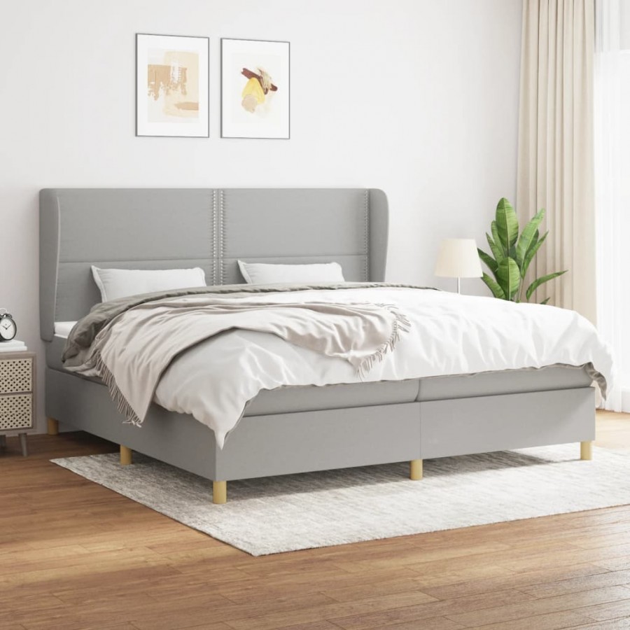 Cadre de lit avec matelas Gris clair 200x200cm Tissu