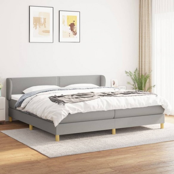 Cadre de lit avec matelas Gris clair 200x200cm Tissu