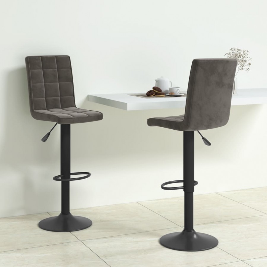 Tabourets de bar lot de 2 gris foncé velours