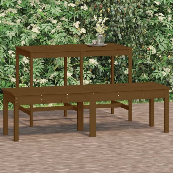 Banc de jardin à 2 places marron miel 159,5x44x45cm bois de pin