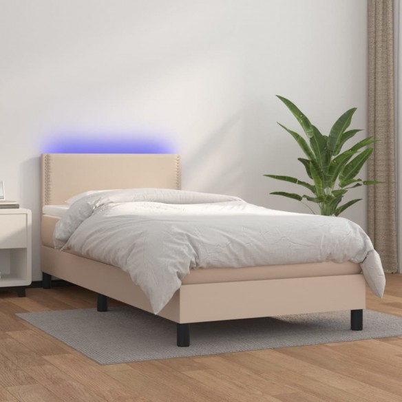 Cadre de lit avec matelas LED Cappuccino 100x200 cm