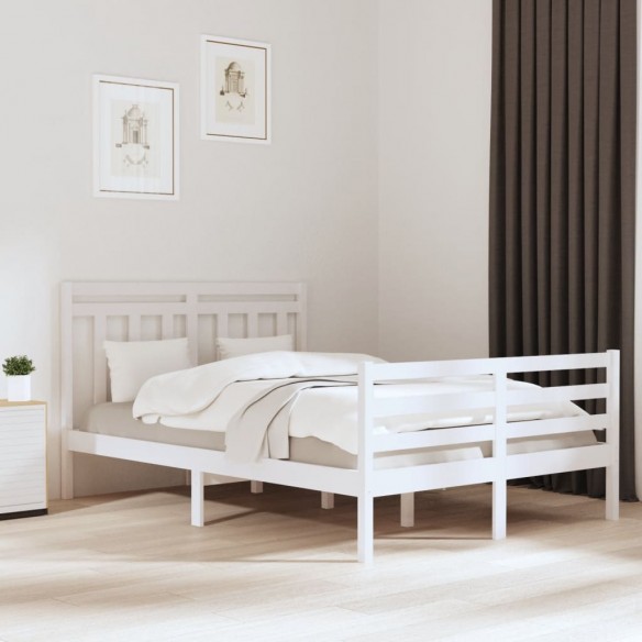 Cadre de lit Blanc Bois massif 120x190 cm Petit Double