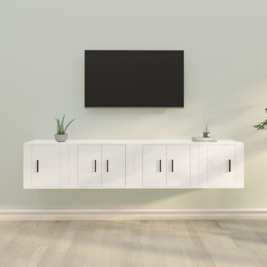 Ensemble de meubles TV 4 pcs Blanc Bois d'ingénierie