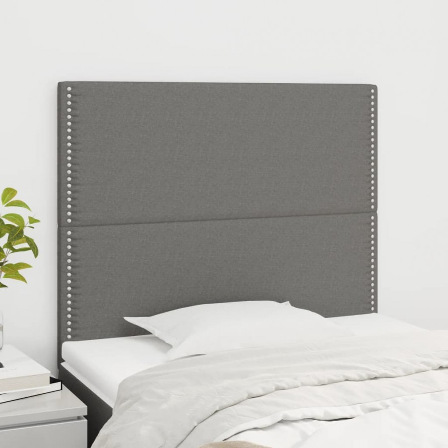 Têtes de lit 2 pcs Gris foncé 100x5x78/88 cm Tissu