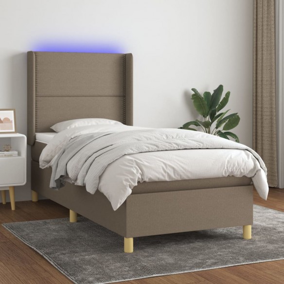 Cadre de lit matelas et LED Taupe 80x200cm Tissu