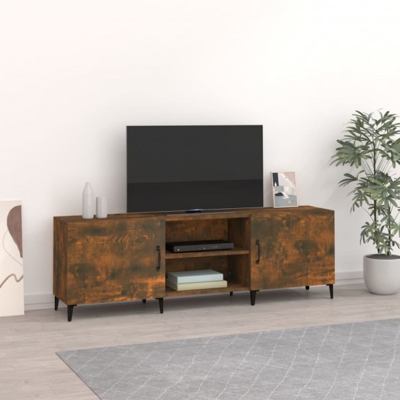 Meuble TV chêne fumé 150x30x50 cm bois d'ingénierie