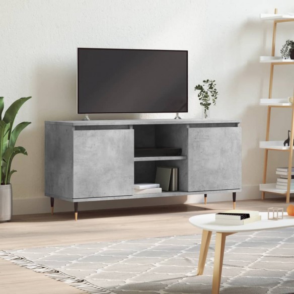 Meuble TV gris béton 104x35x50 cm bois d'ingénierie