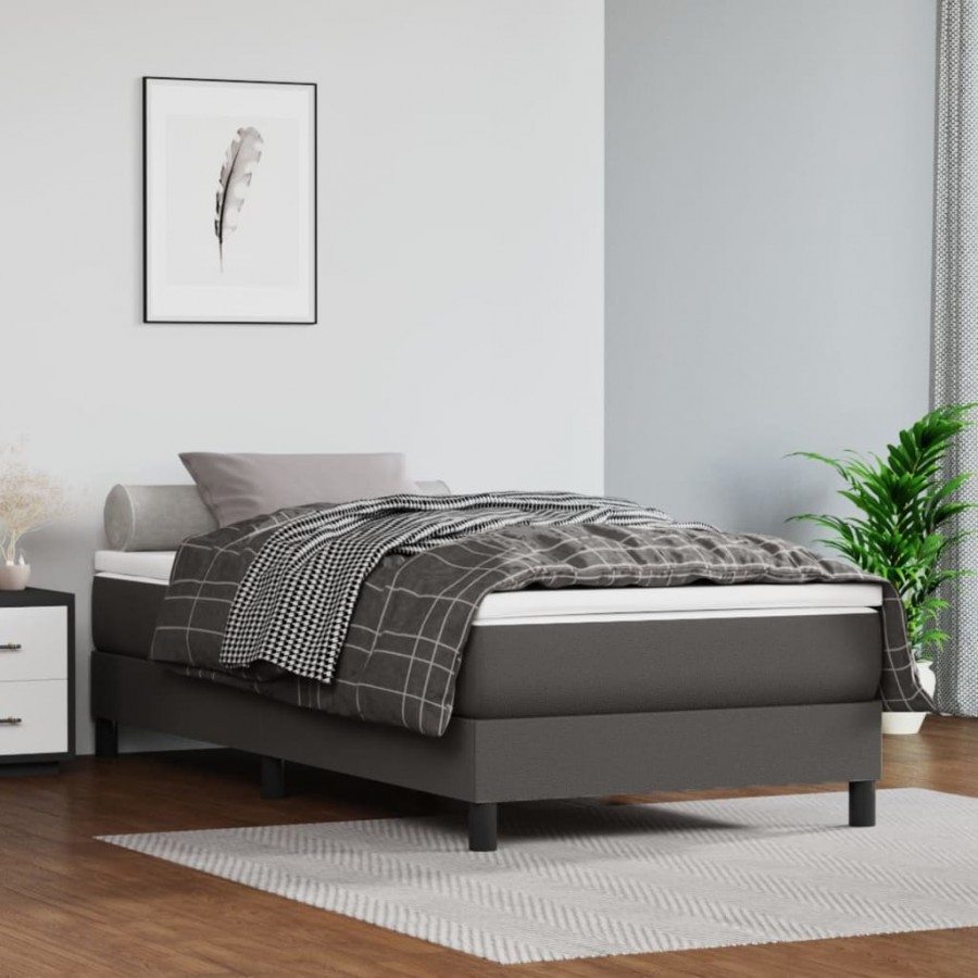 Cadre de lit avec matelas Gris 90x190 cm Similicuir