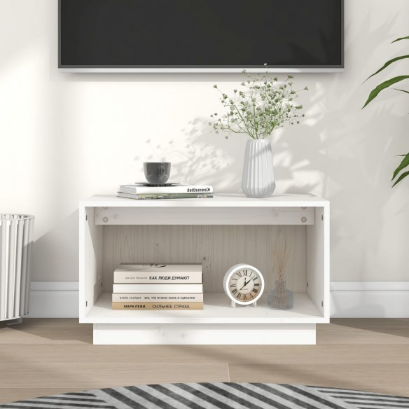 Meuble TV Blanc 60x35x35 cm Bois de pin massif