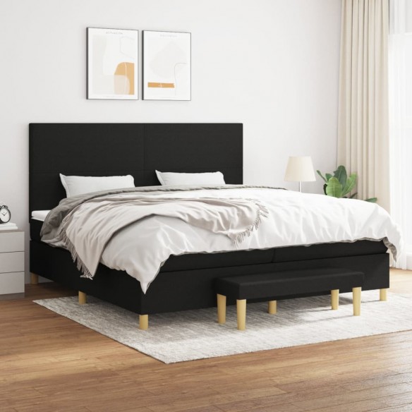 Cadre de lit avec matelas Noir 200x200 cm Tissu