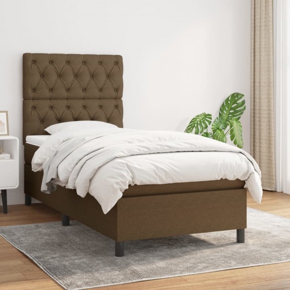 Cadre de lit avec matelas Marron foncé 80x200 cm