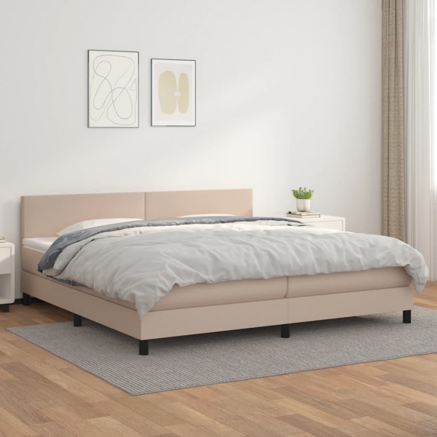 Cadre de lit avec matelas Cappuccino 200x200 cm