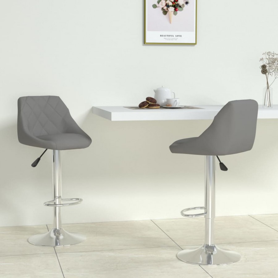 Tabourets de bar lot de 2 gris similicuir