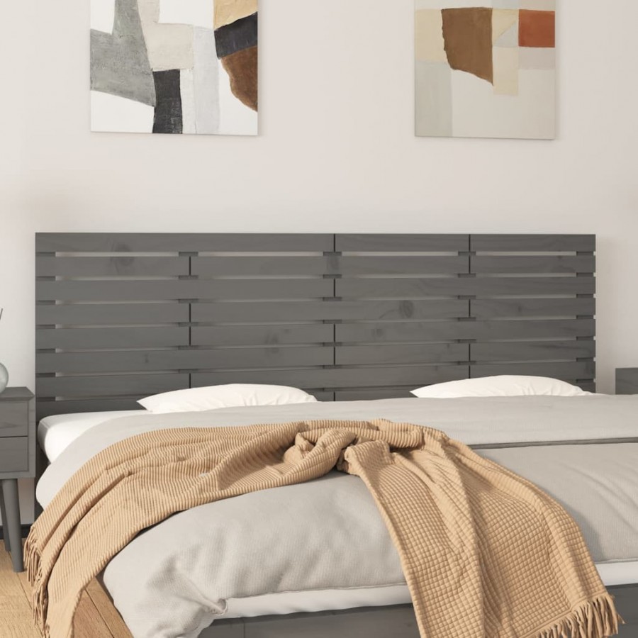 Tête de lit murale Gris 166x3x63 cm Bois massif de pin