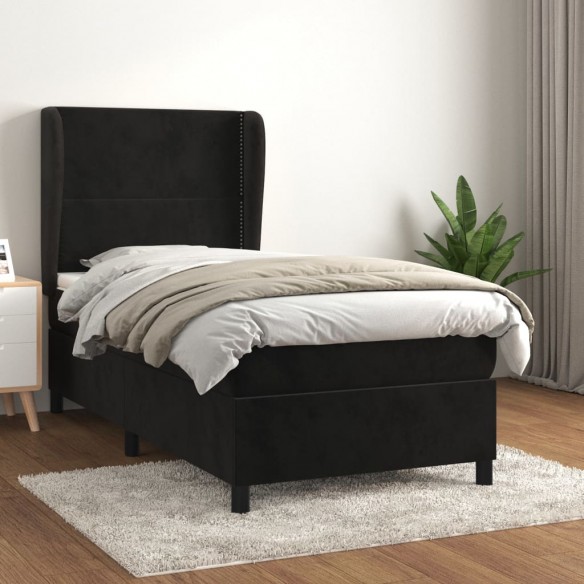 Cadre de lit avec matelas Noir 100x200 cm Velours