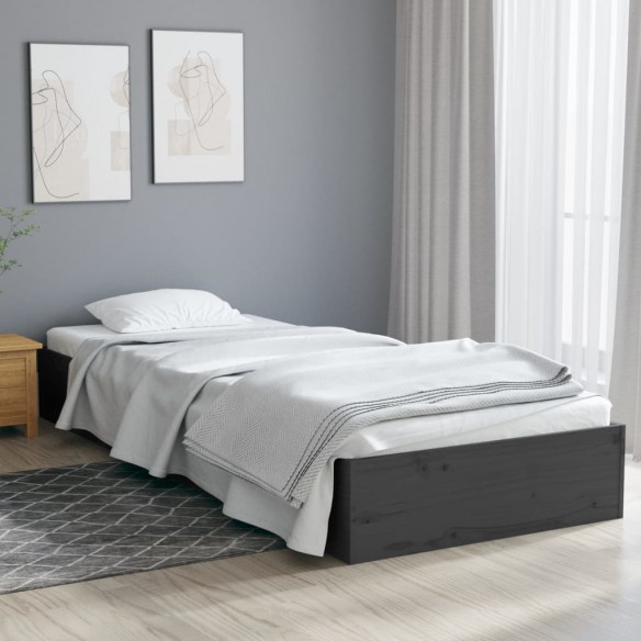 Cadre de lit Gris Bois massif 75x190 cm Petit simple