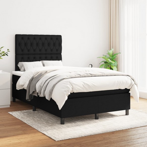 Cadre de lit avec matelas Noir 120x200 cm Tissu