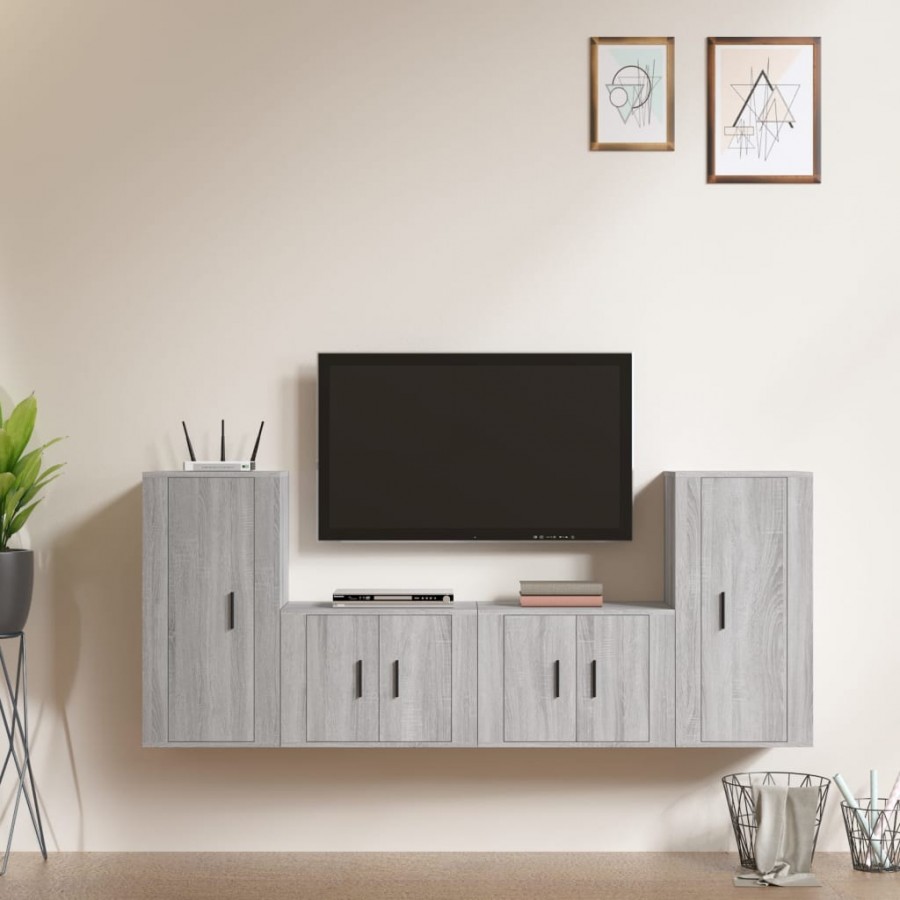 Ensemble de meubles TV 4 pcs Sonoma gris Bois d'ingénierie