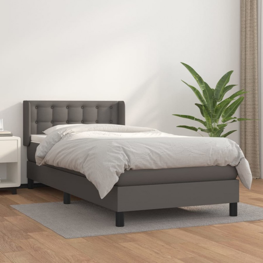 Cadre de lit avec matelas Gris 80x200 cm Similicuir